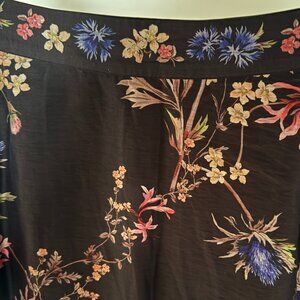 Black floral linen-blend midi skirt | H&M— size US 10